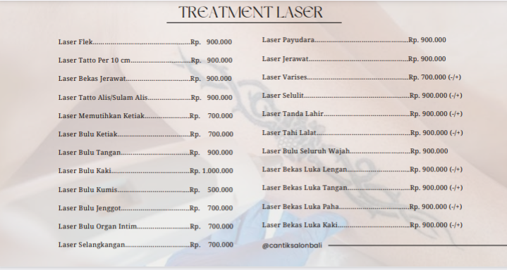 price list laser